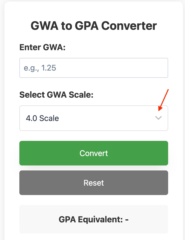 GWA to GPA Converter Philippines