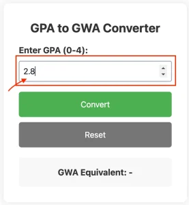 GWA to GPA converter input field
