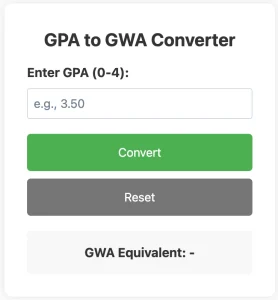 GWA to GPA converter tool screenshot